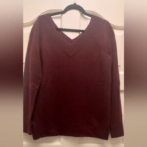 LOFT V-Neck Front/Back Burgundy Sweater Ladies XL. EUC